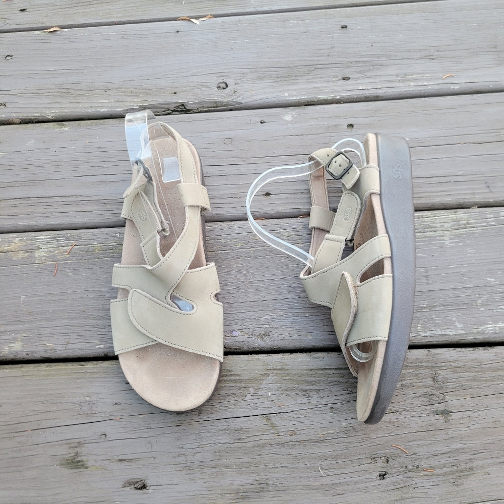 Sas Huggies Truffle Cream Wedge Strappy Comfort Vacation Beach Sandals